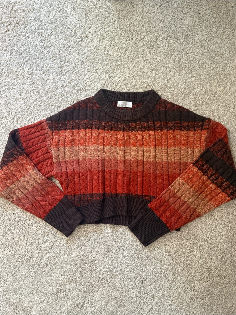 Torn by Ronny Kobo Cable Knit Crop Sweater